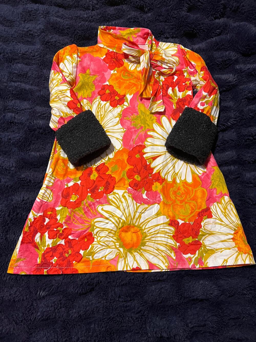 Rocker Baby Vintage 70s Style Floral Dress Toddler 4T Mod Retro EUC